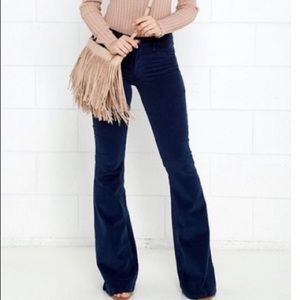 Tory Burch Classic Tory Navy Blue Corduroy Pants